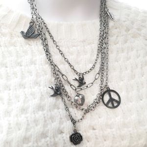 Layered charm necklace